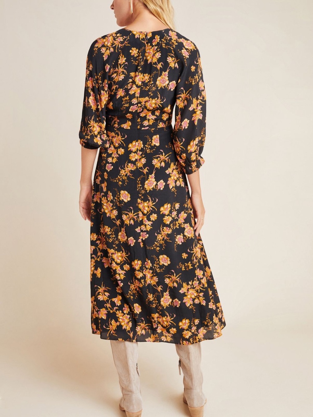 NWT Anthropologie x Kachel Fall Floral Hazel Patchwork Midi Dress Women’s 12 - Picture 2 of 12